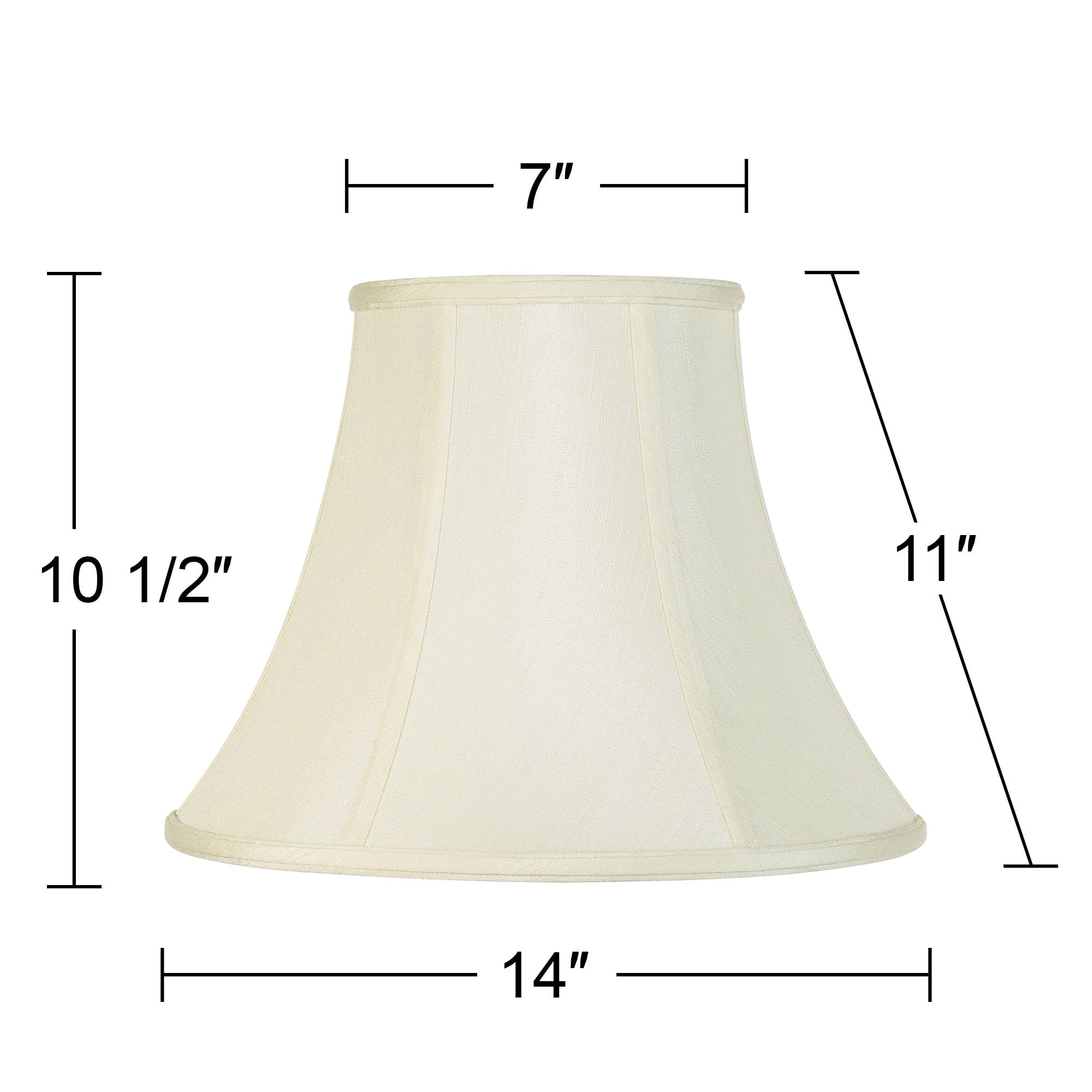 Imperial Shade Creme Medium Bell Lamp Shade 7" Top x 14" Bottom x 11" Slant x 10.5" High (Spider) Replacement with Harp and Finial
