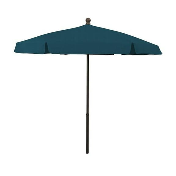 7.5' Hex Garden Patio Umbrella 6 Rib Push Up Champagne Bronze with Teal Vinyl Coated Weave Canopy