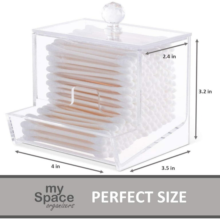 BTSKY Plastic Qtip Holder with Clear Lid, 2-Slot Cotton Swabs