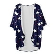 thumbnail image 3 of Hvot&aat Women 4th of July Flowy Chiffon Cardigan Independence Day Printing Short Sleeve Cover Up Casual Open Front Blouse Tops, 3 of 3
