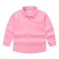 thumbnail image 2 of Lullu Boys Long Sleeve Button Down Shirt Casual Solid Basic Pocket Shirts Unisex Top, Pink, 2 of 6