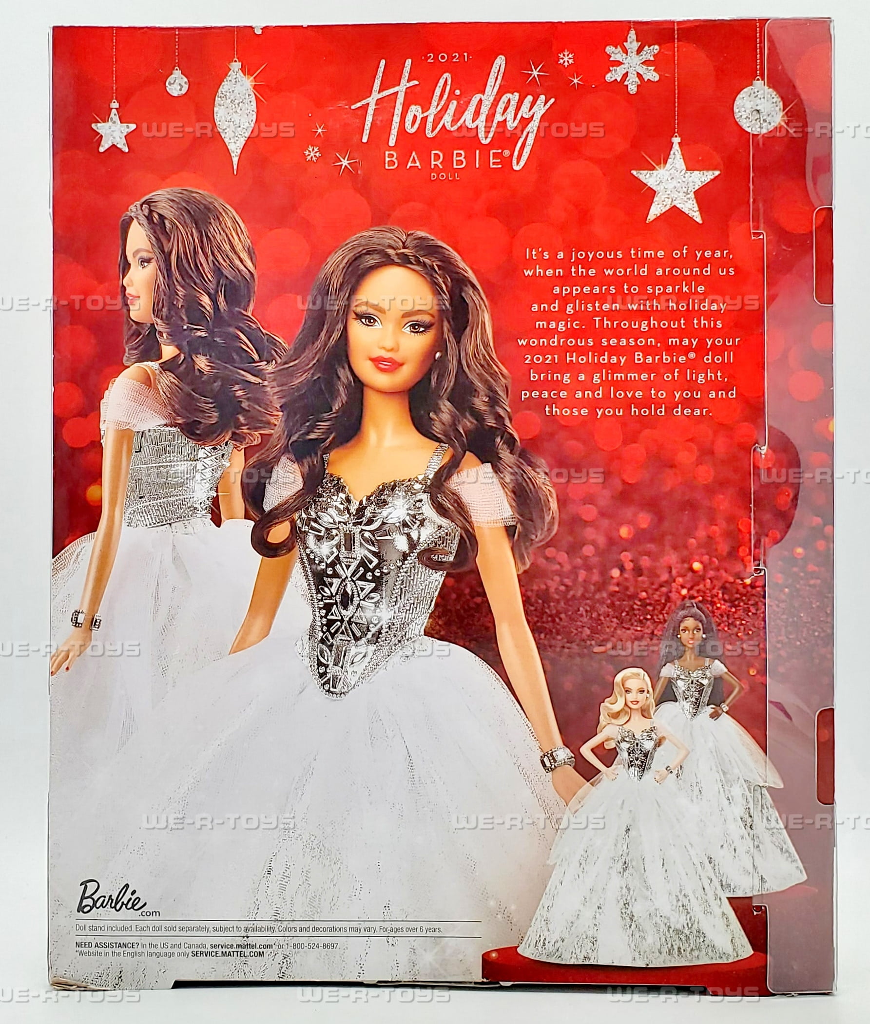 Barbie Signature 2021 Holiday Barbie Doll (12-inch Brunette Curly Hair) in Silver Gown