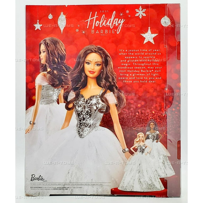 Barbie Signature 2021 Holiday Barbie Doll (12-inch Brunette Curly - Main Image