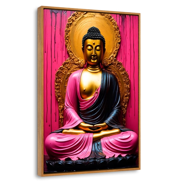 Cuadro Decorativo Marco Flotante Meditación Dorada 60x90 Canvas Revolution Marco Madera