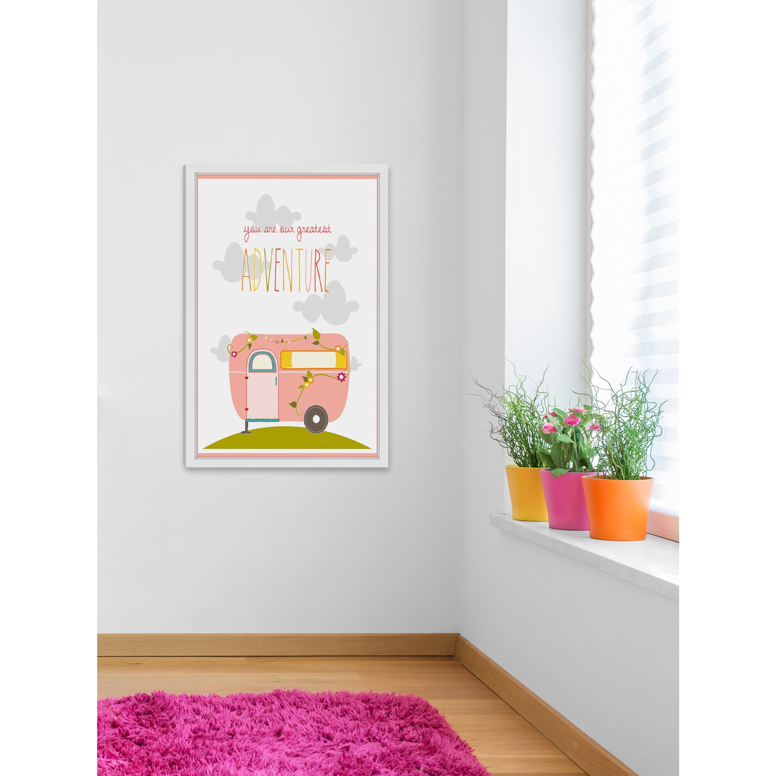 Marmont Hill "Floral Pink Camper" by Karen Zukowski Framed Painting Print