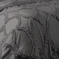 thumbnail image 4 of DNG Creations 3 Piece Ruffle Ribbon Design Comforter ( Oversized Super King Size ) Ultra Soft All-Season 550 GSM 800 Threads Count,100% Egyptian Cotton - Solid Dark Grey Colour, 4 of 5