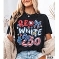 thumbnail image 3 of Red White & 250 Patriotic 4th of July T-Shirt, USA 250th Anniversary Graphic Tee, Unisex Short Sleeve Cotton Shirt, 3 of 6