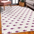 thumbnail image 3 of Ocean Decorative Rug, Hand Drawn Nautical Sketchy Sea Life Fish Whales Dolphins Artwork, Quality Carpet for Bedroom Dorm and Living Room, 6 Sizes, Plum White, by Ambesonne, 3 of 4