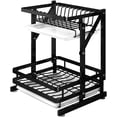 thumbnail image 1 of Dish Rack Drainer 2-Layer Wall-Mounted Folding Drain Rack Stainless Steel Non-Slip Dishes Chopsticks Cutting Boards Knives Kitchen Racks,A, 1 of 8