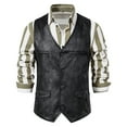 thumbnail image 5 of Odeerbi Leather Vest for Men Solid 2025 Fashion Vest with Pockets Single Breasted Stage Tops Blouse Black, 5 of 9