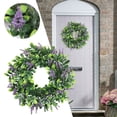 thumbnail image 2 of VogueV Artificial Lavender Wreath 14 Inch Front Door Foam Flower Decoration, Diy Silk Floral Wreath for Spring Summer Farmhouse Home Wedding Wall Window, Lightweight Everlasting Gift, 1 Wreath, 2 of 9