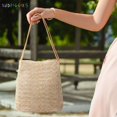thumbnail image 6 of BadPiggies Women Straw Beach Bag Tote Shoulder Bag Summer Lightweight Buckets Handbag (Light Beige), 6 of 8