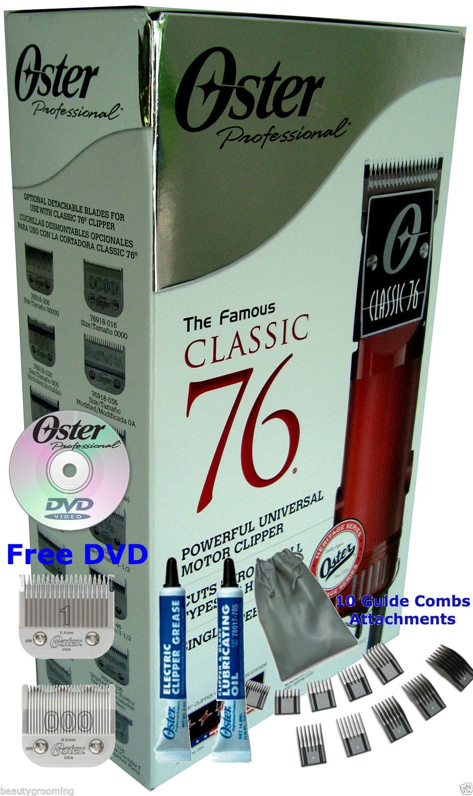 OSTER CLASSIC 76 Professional Hair Clipper Universal 10 Comb Set