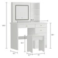 thumbnail image 3 of WIAWG 39.4" Modern Vanity Set with Mirror and Lights Makeup Dressing Table with Drawers White, 3 of 7