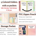 thumbnail image 3 of Portapapeles tipo folio KLLVE, plegable, en espiral, con bolsa de almacenamiento con cierre, 3 of 6