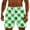 A337 Green, variant on Plaid Checkered Clover Print Shorts for Men Quick-Dry Athletic Trunks Performance Beach Shorts Four Leaf Leaf Pattern Festive Casualwear