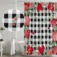 thumbnail image 4 of Valentine's Day Love Heart Shower Curtain Set - 48" x 72" Washable Bathtub Curtain with 12 Hooks, Eucalyptus Black Plaid Love Heart Waterproof Fabric Stall Shower Curtains for Bathroom/Bathtub Décor, 4 of 6