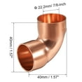 thumbnail image 2 of Uxcell 90 Degree Copper Elbow Short-Turn Copper Pipe Fitting Connector 1.57" x 1.57" x 0.98", 2 of 3
