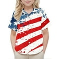 thumbnail image 4 of Boys 4th of July Outfits Button Down Shirts Summer Short Sleeve Patriotic Blouses Graphic Tees Festival Clothes Multicolor， 6 Years, 4 of 7