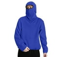 thumbnail image 2 of TrendOFT Mens Balaclava Hoodie Half Zipper Ninja Hoodie Wind Resistant Hooded Sweatshirt with Mask Athletic Coat Streewear Blue S, 2 of 9