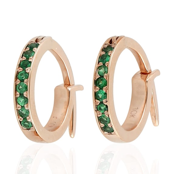 Huggie Earrings Tsavorite 10k Rose Gold Jewelry OPS-16981