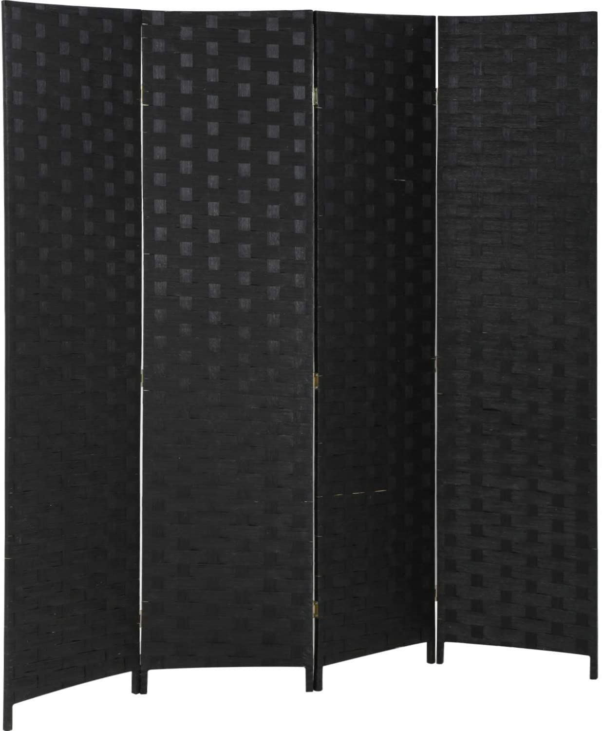 LCH Room Divider 6FT Wall Divider Wood Screen 4 Panels Wood Mesh, Black