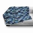 thumbnail image 3 of Abstract Soft Flannel Fleece Blanket, Modern Contemporary Geometric Design with Stripe Like Bold Borders in Blue Tones, Cozy Plush for Indoor and Outdoor Use, 50" x 70", Multicolor, by Ambesonne, 3 of 6