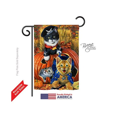 Breeze Decor 62058 Halloween Halloween Kittens 2-Sided Impression Garden Flag - 13 x 18.5 in.