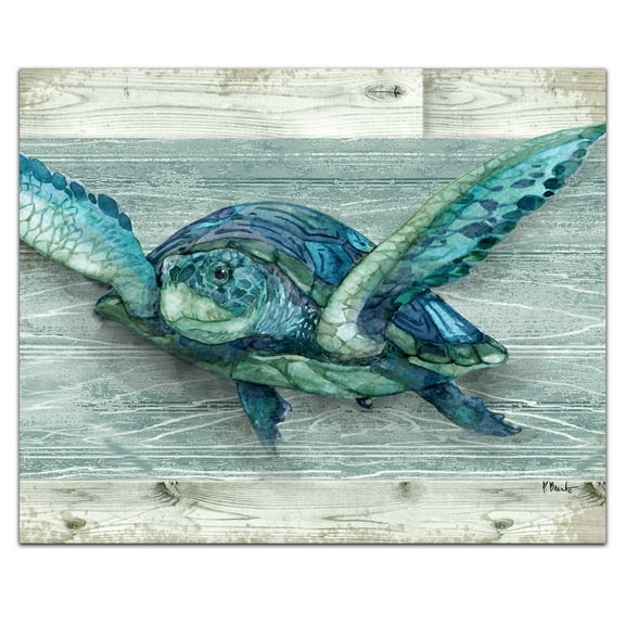 CounterArt "Sea Turtle" 3mm Tempered Glass Cutting Board 10" by 8"