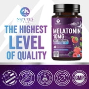 Melatonin 10mg - Fast Dissolve Sleep Support Melatonin Supplements for Adults - Extra Strength Sugar Free 10 mg for Restful Nighttime Sleep Support, Berry Flavor, Bottled USA - 120 Day Supply