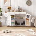 thumbnail image 2 of Meteorleg Kitchen Island with Power Outlets & Trash Cabinet, 2 Drawer Modern Buffet Cabinet Sideboard Coffee Bar for Dining Room Living Room, White, 2 of 9