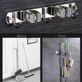 thumbnail image 1 of Soporte para escoba montado en la pared - Soporte para escoba de acero inoxidable, soporte para colgar de almacenamiento para cocina, lavandería, garaje (2 ranuras y 3 ganchos, gris) ShuxiuWang 8390613597489, 1 of 1