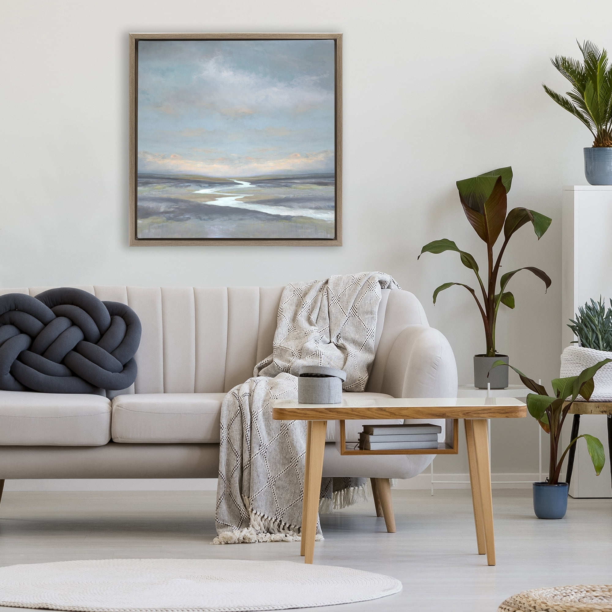 Stupell Industries Riverbend Misty Atmosphere Brown Framed Floater Canvas Wall Art, design by Christy McKee