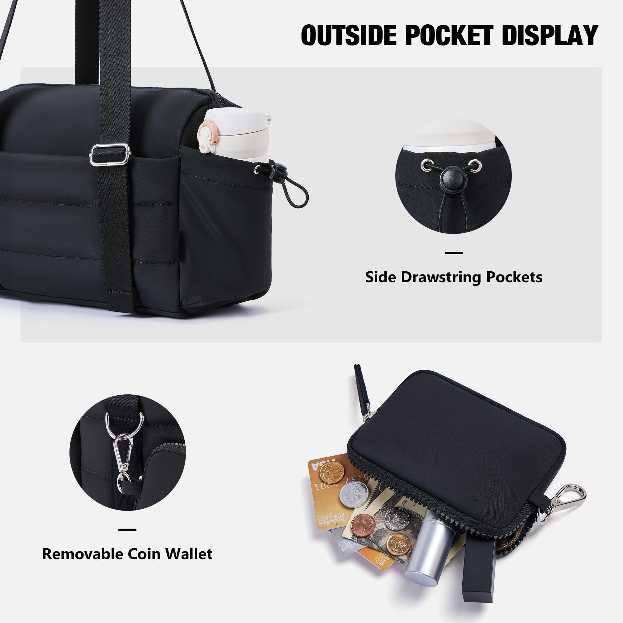 XINLANER Mini Gym Bag for Women, Small Gym Tote Bag Puffy Quilted Sports Duffel Bag with Wet Compartment and Coin Purse Duffel Bags Dance Yoga Workout Bag