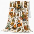 thumbnail image 2 of Woodland Creatures Autumn Camping Picnic Scene, Rustic Camping Scene, Warm Flannel Blanket for Cabin with Detailed Artwork, Outdoor Lovers Thanksgiving Gift, Rustic Home Decor, 2 of 9