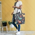 thumbnail image 4 of FORMRS Womens Canvas Tote Bag with Zipper Inner Pocket Shoulder Handbag, Cute Dinosaur, 4 of 7