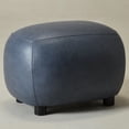 thumbnail image 6 of 23" Wide Faux Leather Upholstered Ottoman, Mid-Century Modern Living Room Footrest with Soft Padded Seat, Footstool for Bedroom, Entryway or Living Room, Navy, 6 of 12