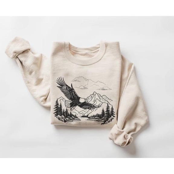 Soaring Bald Eagle Sweatshirt, Retro Animal Sweater, Vintage Style Wildlife Crewneck, Outdoor Adventure Pullover548 Tshirt All Size S-5XL