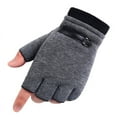 thumbnail image 2 of Men's Warm Half-Finger Gloves Writing Driving Cycling Open-Finger Half Fleece-Lined Thickened Finger Gloves Women's Autumn and Winter, 2 of 6