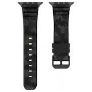 American Exchange Mens Rubber Watch Strap Compatible w/ 42mm 44mm Apple Watch, Gray Camo/Gunmetal