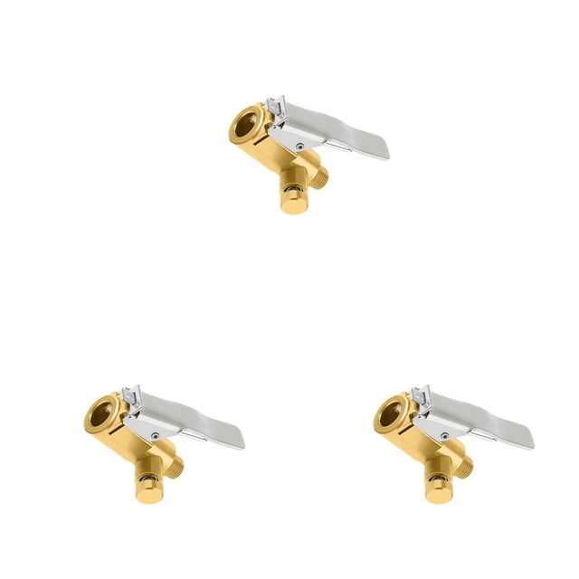3-Pack Locking Tire Air Chuck, Brass Tire Inflator Hose Adapter w/Clip Adapter & Release Button for Lock On, No Leakage Air Compressor Pump Clip On Tire Chuck Nozzle Adapter Connect Accessories Tool
