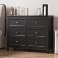 thumbnail image 3 of DIYART 6 Drawer Dresser for Bedroom, 41" Wide Large Chest of Drawers with Golden Handles, Modern Modern Bedroom Storage Dresser for Closet and Living Room, Black, 3 of 7