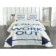 thumbnail image 3 of Ambesonne Fitness Quilted Bedspread Set 3 Pcs, Keep Calm and Work, King Size, Dark Blue White, 3 of 5