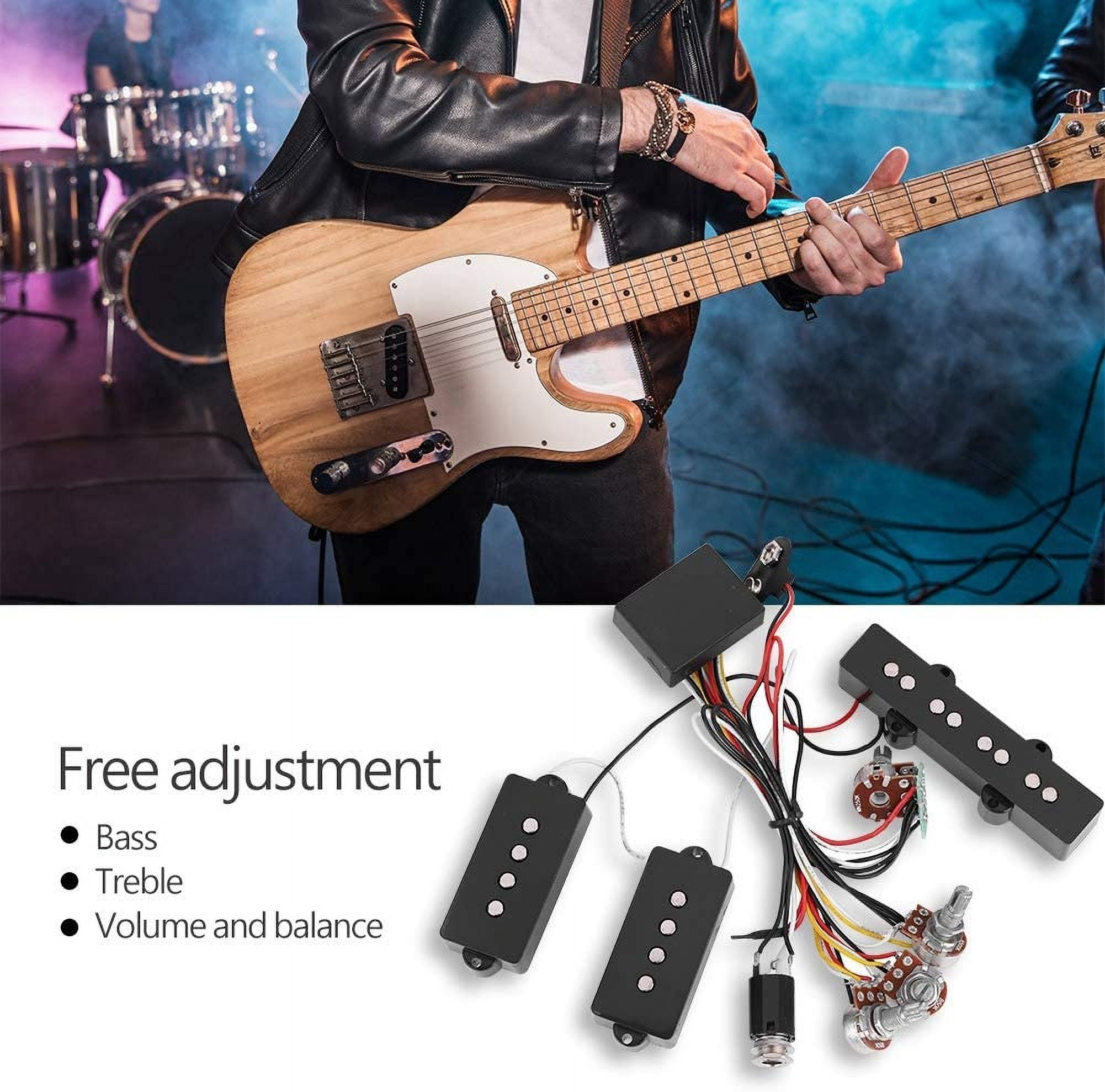 Bass Pickup,Electric Bass Preamp Wiring Circuit Pickup Replacement Accessory for Bass Guitar Active Equalizer