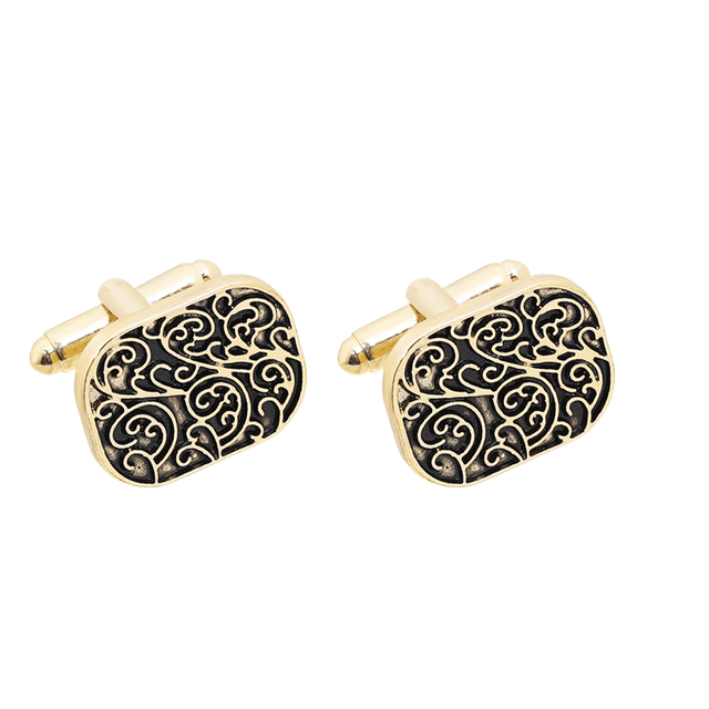 Gemelos vintage con estampado de espiral chapados en oro para hombre