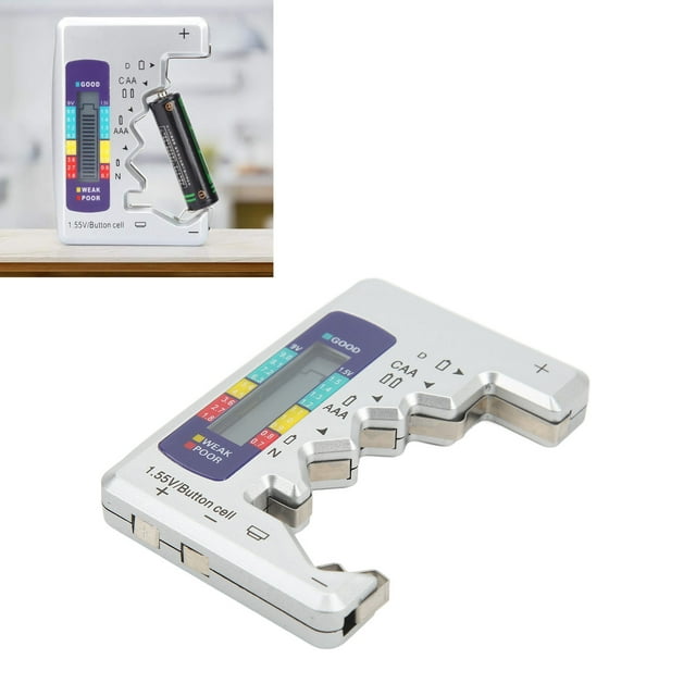 Battery Tester Checker, Universal Digital Battery Capacity Gauge Tester with LCD Display AA Battery Checker Tester Button Cell Analyzer