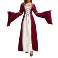 thumbnail image 6 of UPPADA Medieval Corset Dress Women Lace Up Ren Fair Dress Retro Peasant Victorian Ball Gown Halloween Costume Red,XXL, 6 of 8
