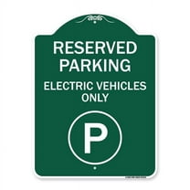SignMission A-DES-GW-1824-23151 18 x 24 in. Designer Series Sign - Reserved Parking - Electric Vehicles Only with Parking Symbol, Green & White