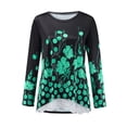 thumbnail image 4 of Abcnature Color Block Print Long Sleeve Tops for Women, Plus Size Round Neck Tunic Pullover, Lace Patchwork Blouse T-shirt Tops Casual Loose Pullover Tops Green XXXXL, 4 of 5