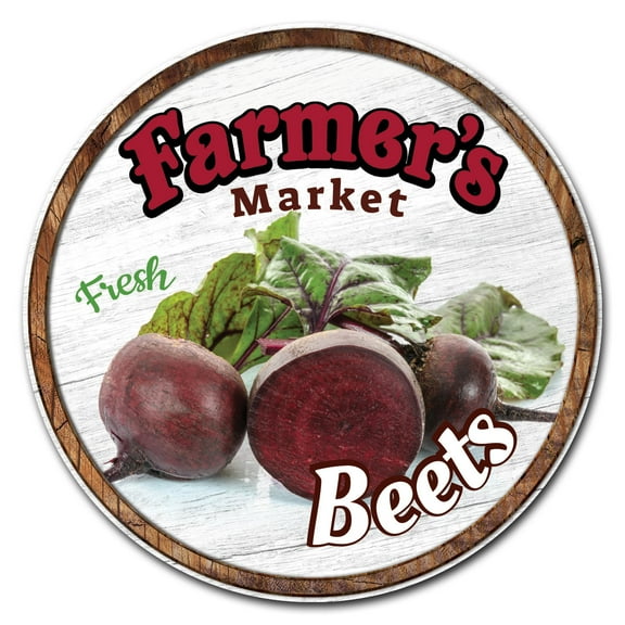 SignMission C-24-CIR-WS-Beets Corrugated Plastic Sign with Stakes 24 in. Circular - Farmers Market Beets